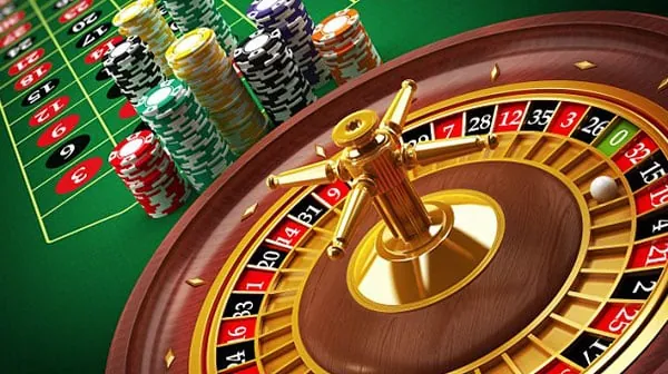 Texas Hold'em poker table with cards and chips