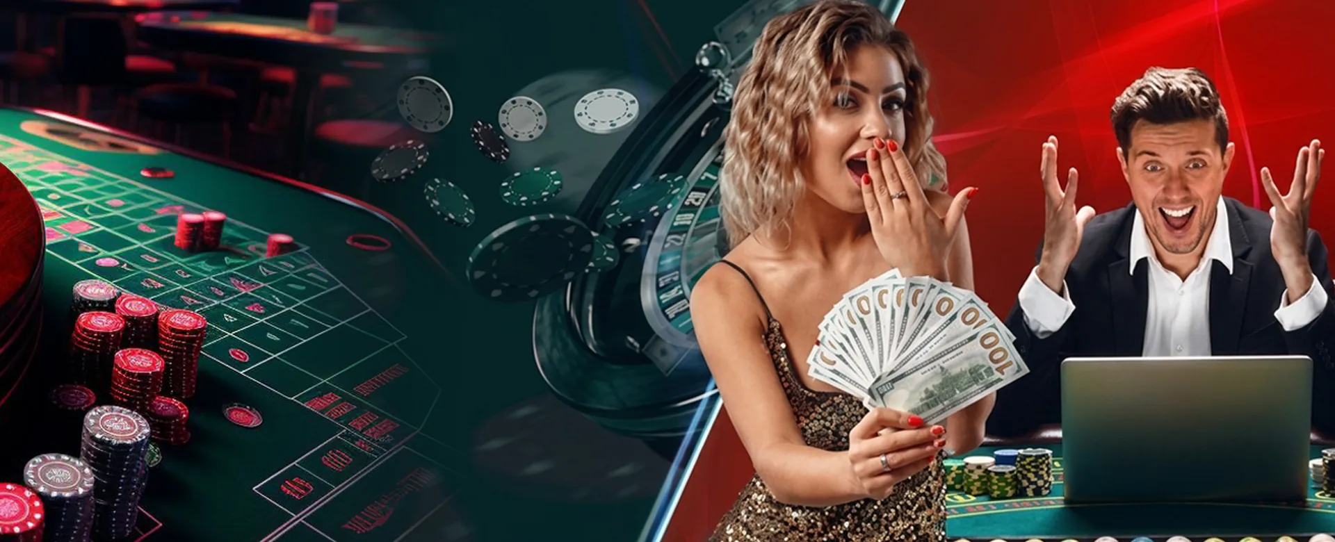 Live Casino Dealer presenting cards on a golden table